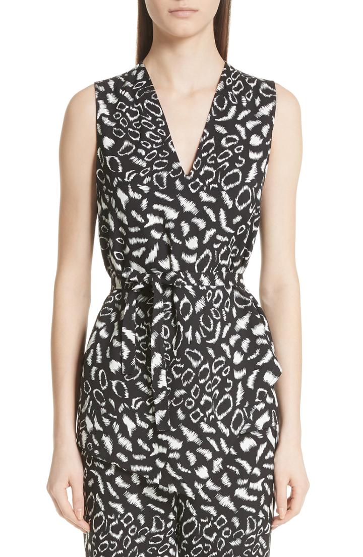 Women's Etro Belted Leopard Print Blouse Us / 44 It - Black