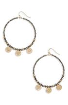 Women's Canvas Jewelry Glass Bead & Coin Hoop Earrings