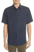 Men's Rag & Bone Fit 3 Short Sleeve Linen Sport Shirt - Blue