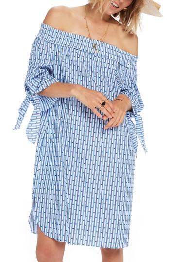 Women's Scotch & Soda Off The Shoulder Tie Sleeve Dress - Blue
