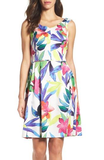 Women's Ellen Tracy Pleated Fit & Flare Dress