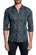 Men's Jared Lang Squiggle Print Sport Shirt - Black
