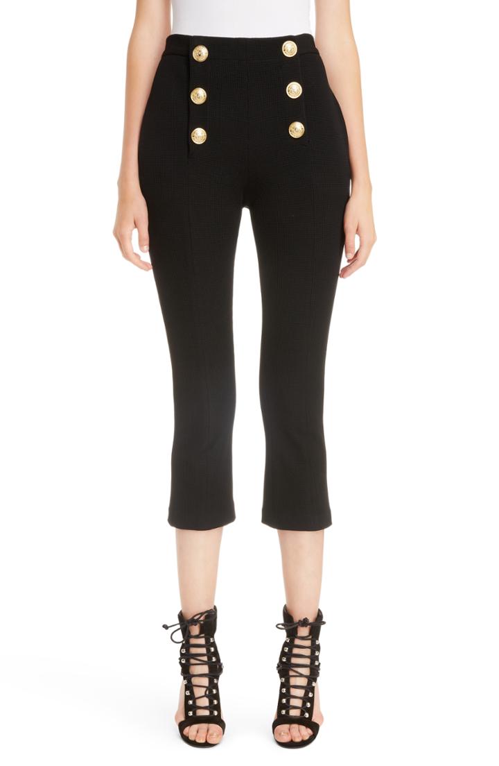 Women's Balmain Button Crop Pants Us / 44 Fr - Black
