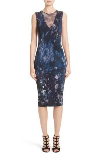 Women's Fuzzi Hummingbird Print Jersey Dress - Purple