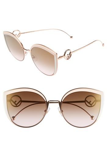 Women's Fendi 58mm Metal Butterfly Sunglasses - Pink