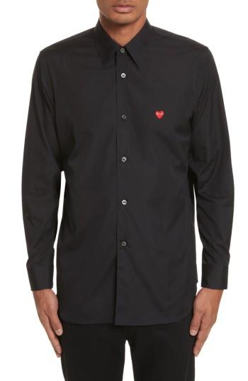 Men's Comme Des Garcons Play Trim Fit Oxford Shirt - Black