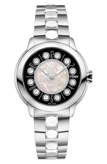 Women's Fendi Ishine Diamond Bezel Rotating Bracelet Watch, 38mm