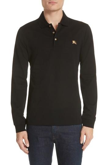 Men's Burberry London Talsworth Long Sleeve Polo - Black