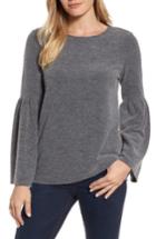 Women's Vince Camuto Ruched Bell Sleeve Fleece Top - Grey