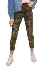 Women's Topshop Embroidered Camo Mom Jeans X 30 - Green
