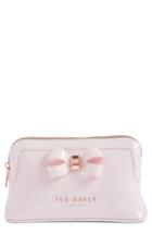 Ted Baker London Jamario Bow Cosmetics Case, Size - Nude Pink