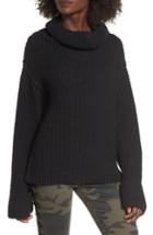 Women's Love By Design Cowl Neck Thermal Stitch Sweater - Black