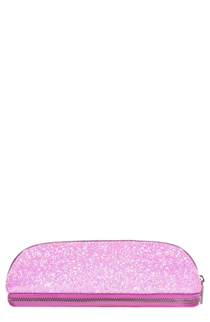 Skinnydip Glitsy Pink Makeup Brush Cosmetics Case, Size - No Color