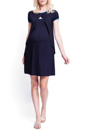 Women's Maternal America Crossover Maternity/nursing Dress - Black