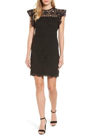 Women's Velvet By Graham & Spencer Flutter Sleeve Lace Sheath Dress - Black