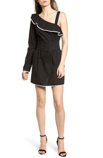Women's Lovers + Friends Helen One-shoulder Ruffle Dress - Black