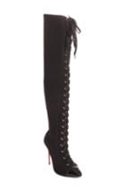 Women's Christian Louboutin Frenchie Lace-up Over The Knee Sock Boot Us / 38eu - Black