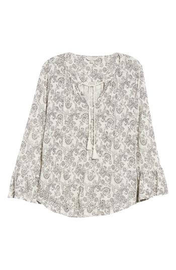 Women's Lucky Brand Printed Tie Neck Top - Ivory