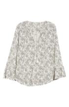 Women's Lucky Brand Printed Tie Neck Top - Ivory