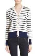 Women's Tory Burch Marcel Stripe & Floral Cotton Cardigan - White
