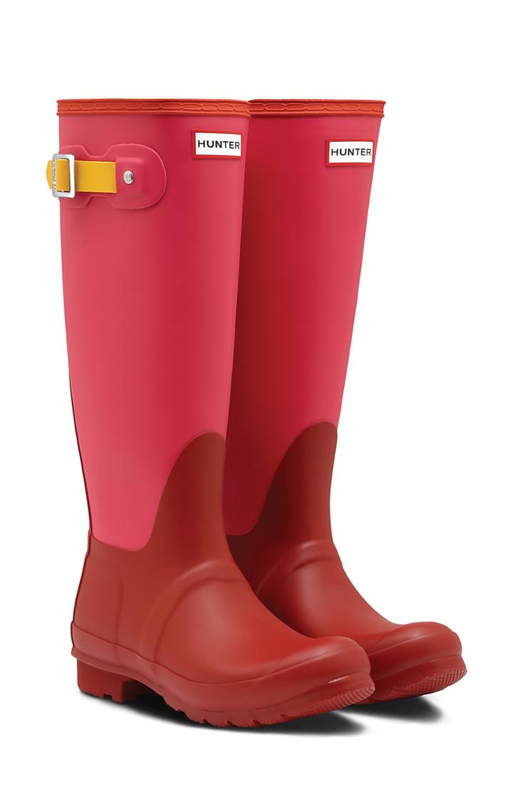 Women's Hunter Original Colorblock Knee High Waterproof Rain Boot M - Red