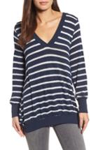 Women's Caslon Double V-neck Relaxed Pullover, Size - Blue