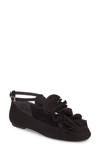 Women's Cecelia New York Jenny Ruffle Flat M - Black