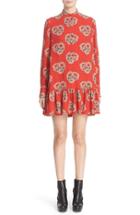 Women's Alexander Mcqueen Poppy Print Ruffle Hem Georgette Dress