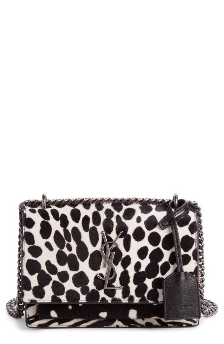 Saint Laurent Mini Sunset Genuine Calf Hair Shoulder Bag -