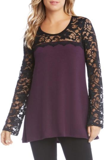 Women's Karen Kane Lace Sleeve Sweater - Purple