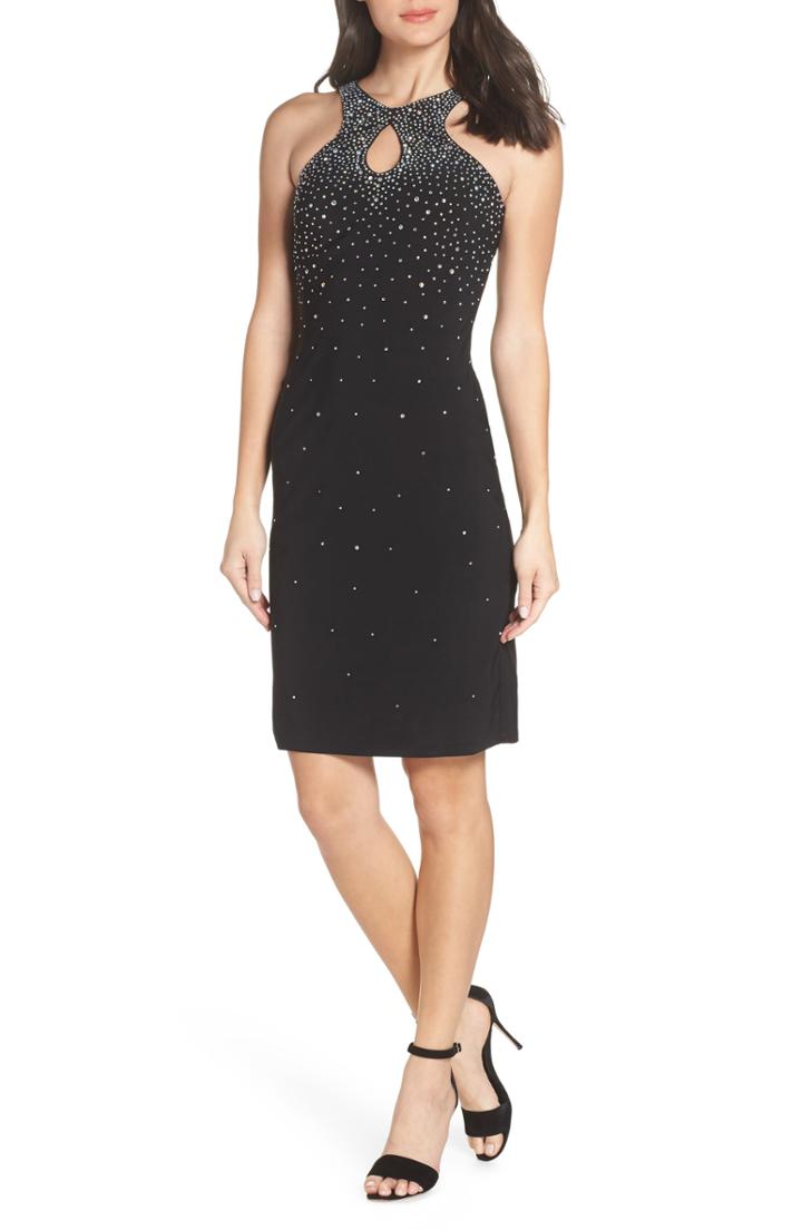 Women's Morgan & Co. Beaded Cocktail Sheath /6 - Black