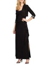 Women's Alex Evenings Embellished Side Drape Gown With Bolero