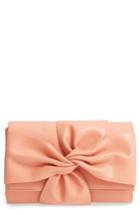 Street Level Faux Leather Bow Clutch - Orange