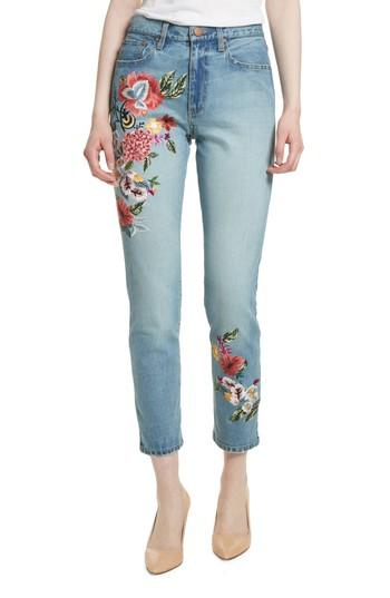 Women's Ao. La Amazing Embroidered Slim Crop Jeans - Blue