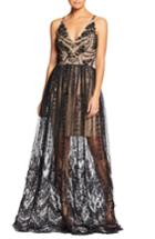 Women's Dress The Population Chelsea Lace A-line Gown, Size - Black