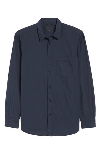 Men's French Connection Regular Fit Poplin Sport Shirt, Size - Blue