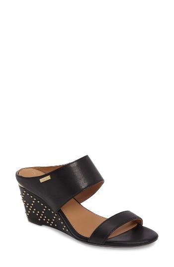 Women's Calvin Klein Phyllis Studded Wedge Sandal M - Black