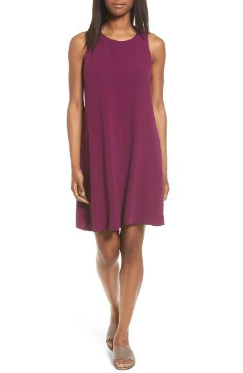 Women's Eileen Fisher Silk A-line Dress, Size - Purple