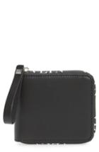 Men's Valentino Garavani Logo Zip Leather Wallet - Black