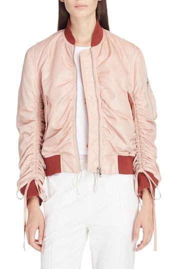 Women's Kenzo Ruched Sleeve Bomber Jacket - Beige