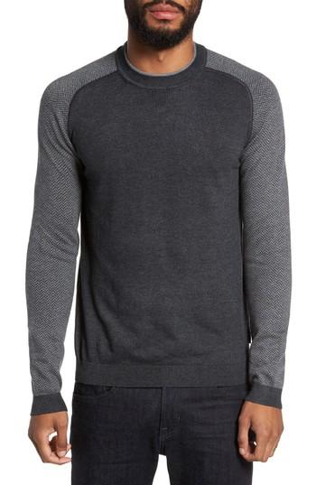 Men's Ted Baker London Pepmint Herringbone Sleeve Sweatshirt (l) - Black
