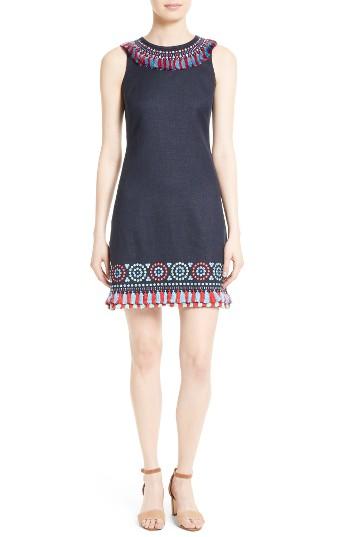 Women's Kate Spade New York Embroidered Tassel Sheath Dress