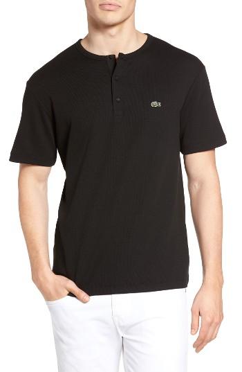 Men's Lacoste Double Face Henley T-shirt (s) - Black