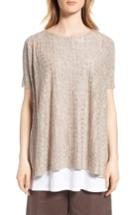 Women's Eileen Fisher Linen Side Slit Sweater, Size /x-small - Beige