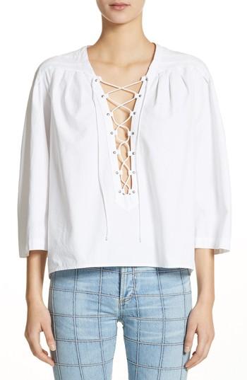 Women's Jean Atelier Ilona Lace-up Cotton Top - White