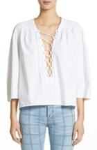 Women's Jean Atelier Ilona Lace-up Cotton Top - White