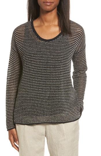 Women's Eileen Fisher Organic Cotton Blend Two-tone Sweater