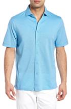 Men's Bugatchi Shaped Fit Heather Knit Sport Shirt - Blue