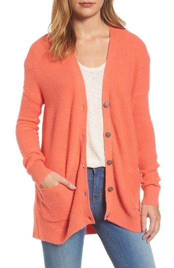 Women's Caslon Relaxed Boyfriend Cardigan - Coral