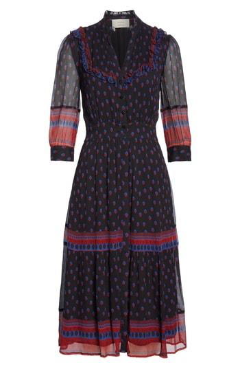 Women's Ba & Sh Barie Ruffle Print Midi Dress